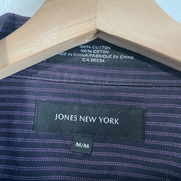 Jones New York Purple  & Black Striped Button Up Dress Shirt - Picture 2 of 8